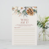 Pine Tree Floral Wie ben ik Vrijgezellenfeest spel Briefpapier (Staand voorkant)