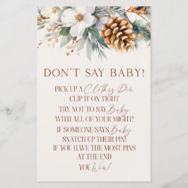 Pine Tree Floral Zeg geen Baby shower Spel