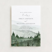 Pine Tree, Foggy Mountains Rustic Wedding  Kaart