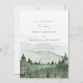 Pine tree, foggy mountais Rustic Wedding Kaart (Voorkant)