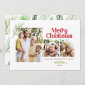 Pine tree foliage en bold multi-foto kerstmis aankondiging (Voorkant / Achterkant)