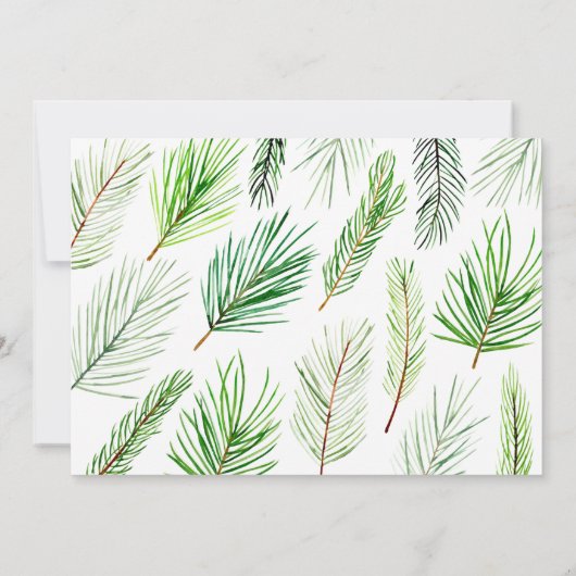 Pine tree foliage en bold multi-foto kerstmis aankondiging (Achterkant)