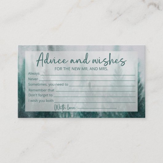 Pine Tree Forest Advies en Wensen Vrijgezellenfees Informatiekaartje (Voorkant)