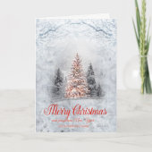 Pine Tree Forest Branches Sneeuwkerst Feestdagen Kaart (Voorkant)