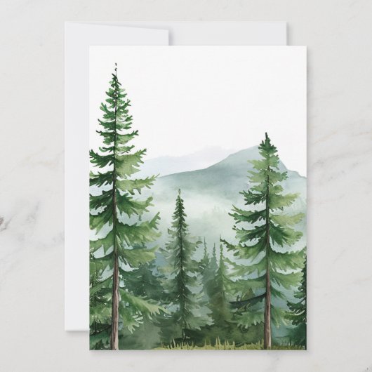 Pine Tree Forest bruiloft Kaart (Achterkant)