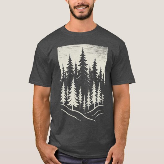 Pine Tree Forest Design Buiten T-shirt (Voorkant)
