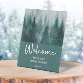 Pine Tree Forest Green Vrijgezellenfeest Welkom Reclamebord Met Voetstuk