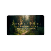 Pine Tree Forest Green Wedding Etiket (Voorkant)