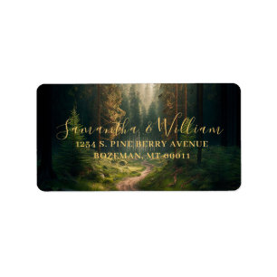 Pine Tree Forest Green Wedding Etiket