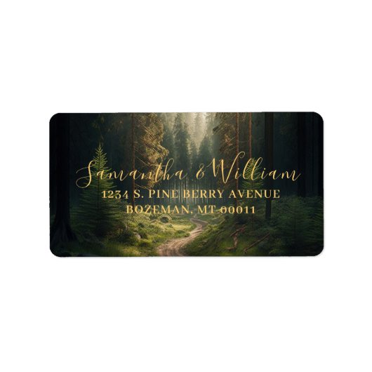 Pine Tree Forest Green Wedding Etiket (Voorkant)