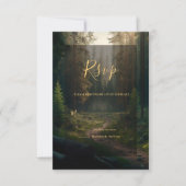 Pine Tree Forest Green Wedding RSVP Kaartje (Voorkant)