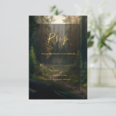 Pine Tree Forest Green Wedding RSVP Kaartje (Staand voorkant)