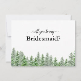 Pine Tree Forest, jij wordt mijn bruidsmeisje Kaar Bedankkaart