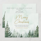 Pine Tree Forest Kerstmis Zakelijk Logo Feestdagenkaart (Voorkant / Achterkant)