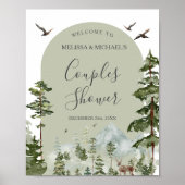 Pine Tree Forest Mountain Couple Shower Welcome Poster (Voorkant)
