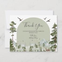 Pine Tree Forest Mountain Couple Shower Woodland Bedankkaart