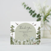 Pine Tree Forest Mountain Couple Shower Woodland Bedankkaart (Staand voorkant)