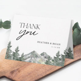 Pine Tree Forest Mountain Theme Weddenschap Bedank Kaart