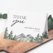 Pine Tree Forest Mountain Theme Weddenschap Bedank Kaart