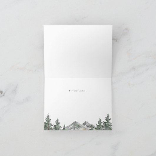 Pine Tree Forest Mountain Theme Weddenschap Bedank Kaart (Binnen)