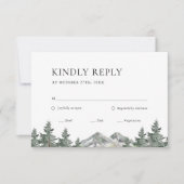 Pine Tree Forest Mountain Weddenschap RSVP-kaart RSVP Kaartje (Voorkant)