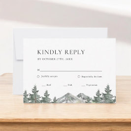 Pine Tree Forest Mountain Weddenschap RSVP-kaart RSVP Kaartje