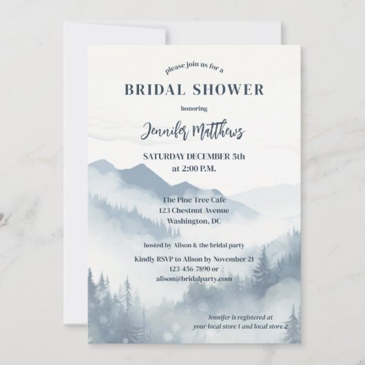 Pine Tree Forest Mountain Winter Vrijgezellenfeest Kaart (Voorkant)