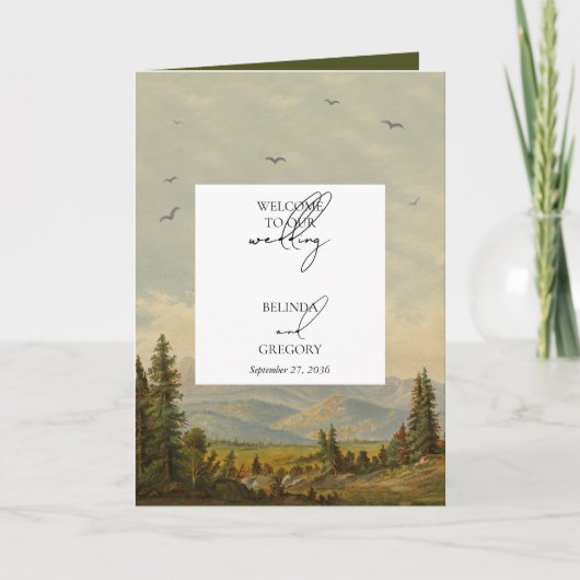 Pine Tree Forest Order of Service Bruiloft Programma (Voorkant)