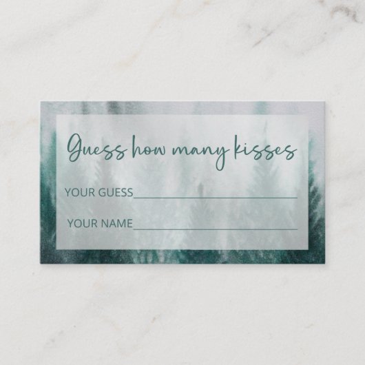 Pine Tree Forest raden hoeveel kussen bruids spel Informatiekaartje (Voorkant)