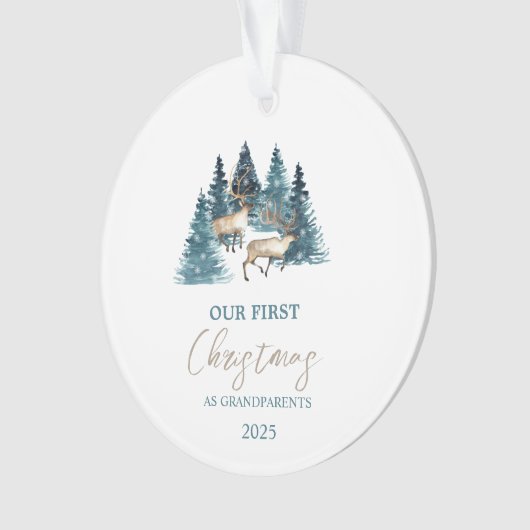 Pine Tree Forest Rendier Onze eerste kerst Ornament (voorkant)