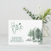 Pine Tree Forest Rustic bruiloft save the date (Staand voorkant)