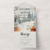 Pine Tree Forest rustieke thema bruiloft All In One Uitnodiging (Binnen)