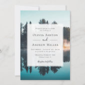 Pine Tree Forest rustieke thema bruiloft Kaart (Voorkant)