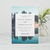 Pine Tree Forest rustieke thema bruiloft Kaart (Staand voorkant)