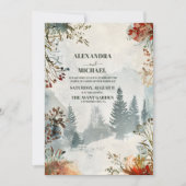 Pine Tree Forest rustieke thema bruiloft Kaart (Voorkant)