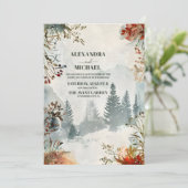 Pine Tree Forest rustieke thema bruiloft Kaart (Staand voorkant)