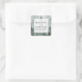 Pine Tree Forest rustieke Waterverf bruiloft gunst Vierkante Sticker (Tas)