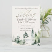 Pine Tree Forest, String Lights Wedding Kaart (Staand voorkant)