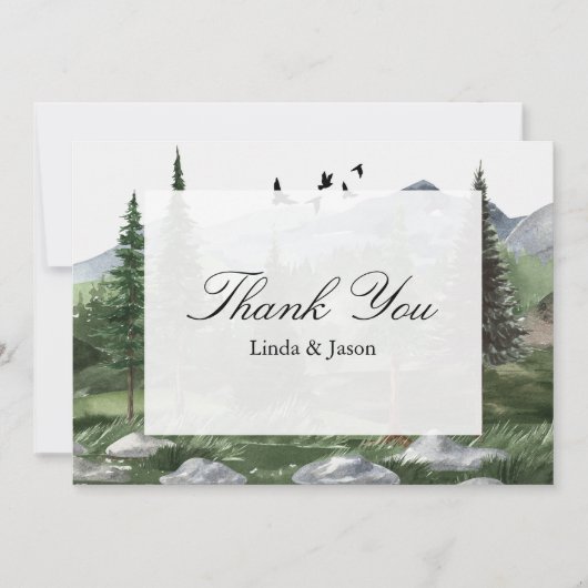 Pine Tree Forest Theme Wedding Dank u kaarten (Voorkant)