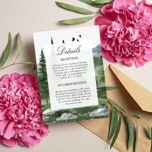 Pine Tree Forest Theme Wedding Enclosure Kaart