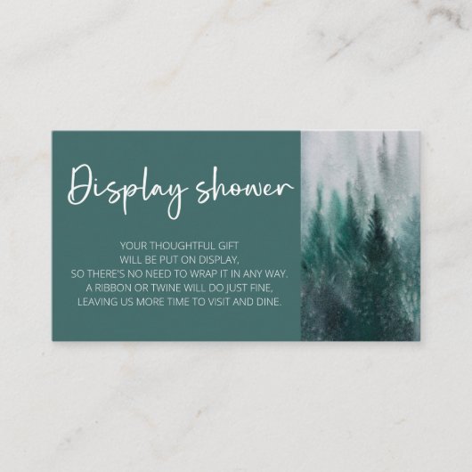 Pine Tree Forest Waterverf Green Display douche Informatiekaartje (Voorkant)