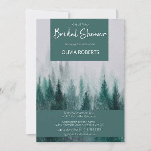 Pine Tree Forest Waterverf Groen Vrijgezellenfeest Kaart (Voorkant)