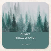 Pine Tree Forest Waterverf Groen Vrijgezellenfeest Kartonnen Onderzetters (Voorkant)