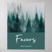 Pine Tree Forest Waterverf Groene gunsten Poster (Voorkant)