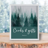 Pine Tree Forest Waterverf Groene kaarten en gesch Poster