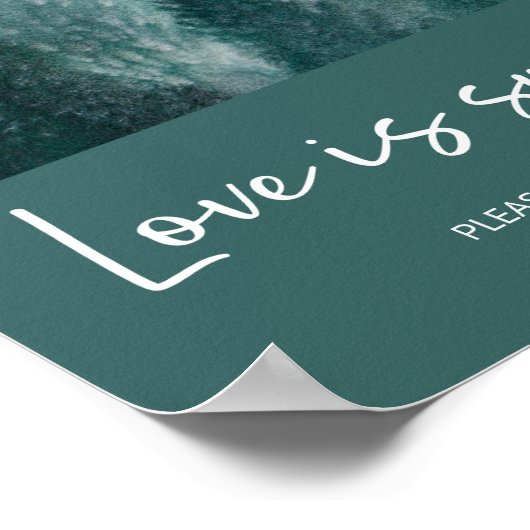 Pine Tree Forest Waterverf Groene liefde is zoet Poster (Hoek)