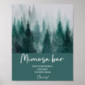 Pine Tree Forest Waterverf Groene Mimosa Bar Poster (Voorkant)