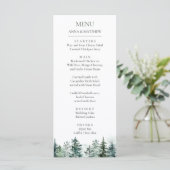Pine Tree Forest Waterverf Mountains bruiloft Menu (Staand voorkant)