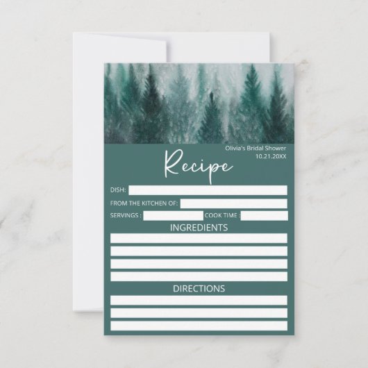 Pine Tree Forest Waterverf Recept voor de bruid (Voorkant)