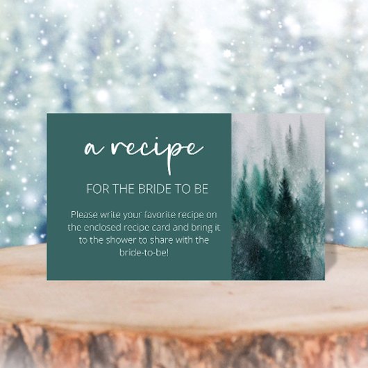 Pine Tree Forest Waterverf Recept voor de bruid Informatiekaartje